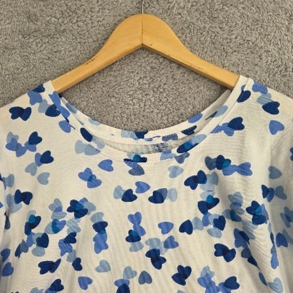 Woman Within T-Shirt Women's 4X Blue Heart Print Long Sleeve Cotton Blend Top - Picture 2 of 11
